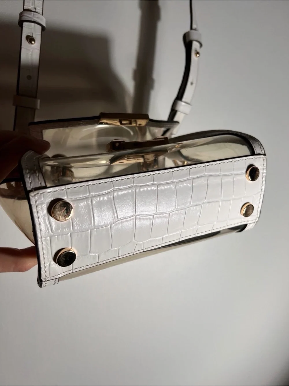 Michael Kors Whitney Mini Clear and Leather Satchel